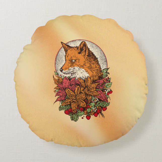 Fuchs Rundes Kissen (Vorderseite)