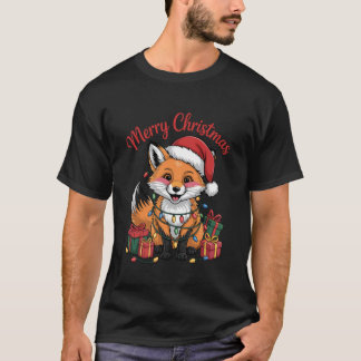 Fuchs Santa Hut Weihnachtsdesign Lustige Tierliebh T-Shirt