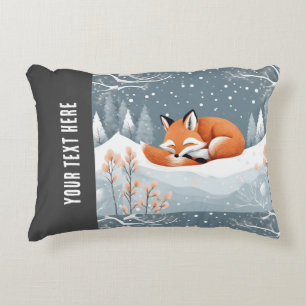 Fuchs schlafend im Winterschnee Süß Gemütlich Weih Dekokissen