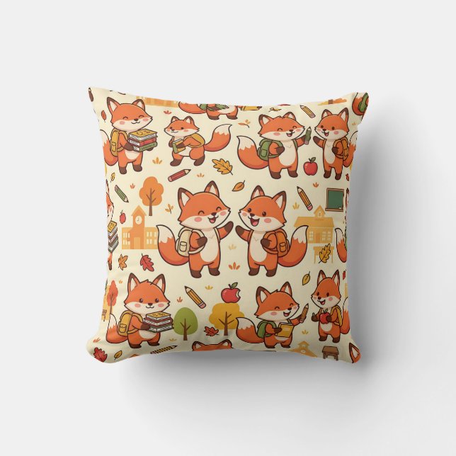 Fuchs-Schulkissen – Herbst-Fuchs-Muster Kissen (Vorderseite)