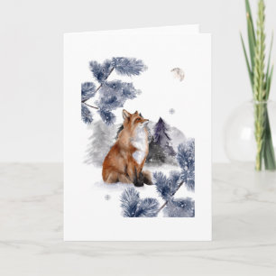 Fuchs sieht den Mond im Winter Karte