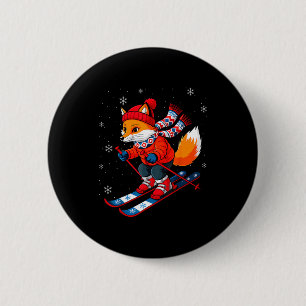 Fuchs Ski Skifahrer Ski Winter Schnee  Button