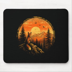 Fuchs Sonnenuntergang Berg Wald Wildnis Natur Mousepad