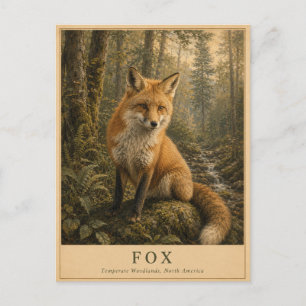 Fuchs Temperierte Wälder VINTAGE Postkarte