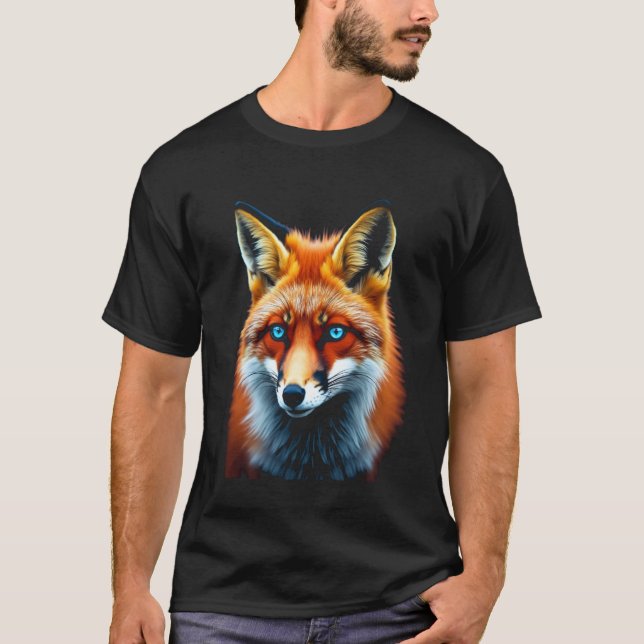 Fuchs, Tierporträt, blau T-Shirt (Vorderseite)