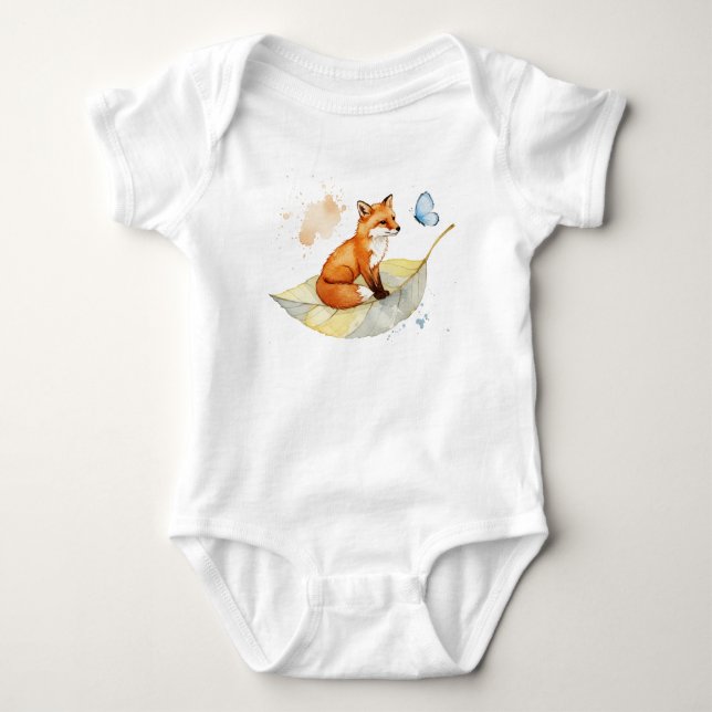 Fuchs und ein Schmetterling Baby Strampler (Vorderseite)