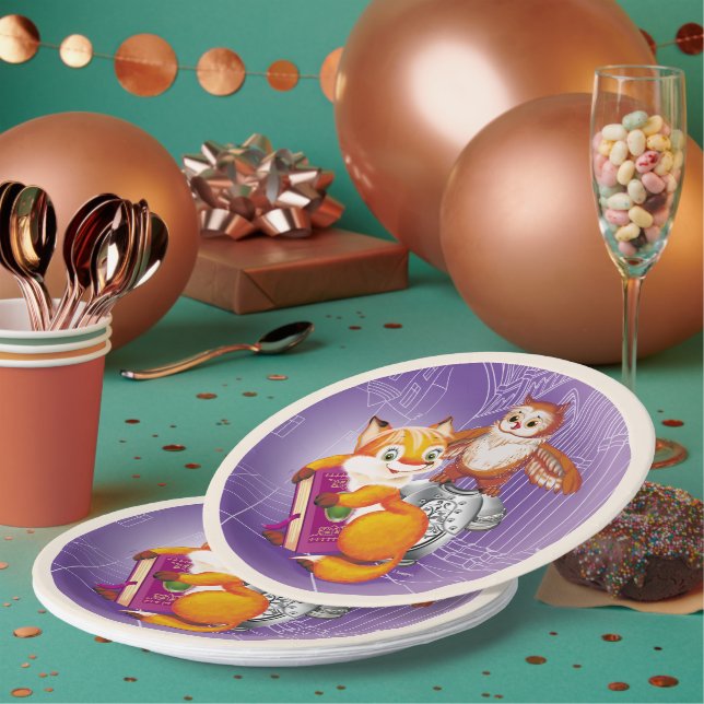 Fuchs und Eule Pappteller (Multi)