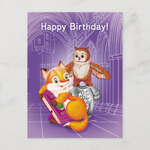 Fuchs und Eule Postkarte