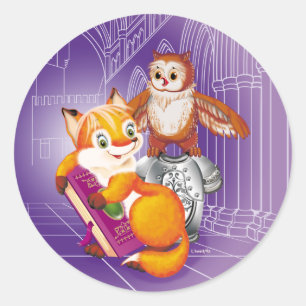 Fuchs und Eule Runder Aufkleber