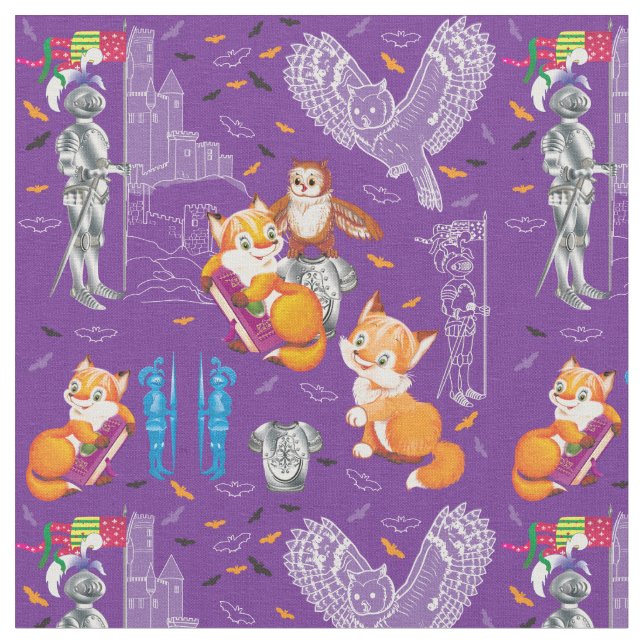 Fuchs und Eule Stoff (Nahaufnahme)