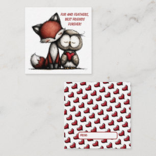 Fuchs und Eule Valentinskarte  Mitteilungskarte