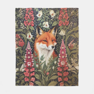 Fuchs und Fingerhutblumen William Morris Inspirier Fleecedecke