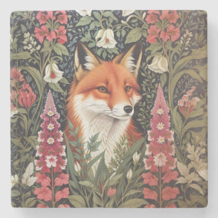 Fuchs und Fingerhutblumen William Morris Inspirier Steinuntersetzer