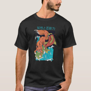 Fuchs und Fisch japanischer Stil bezaubernde Füchs T-Shirt