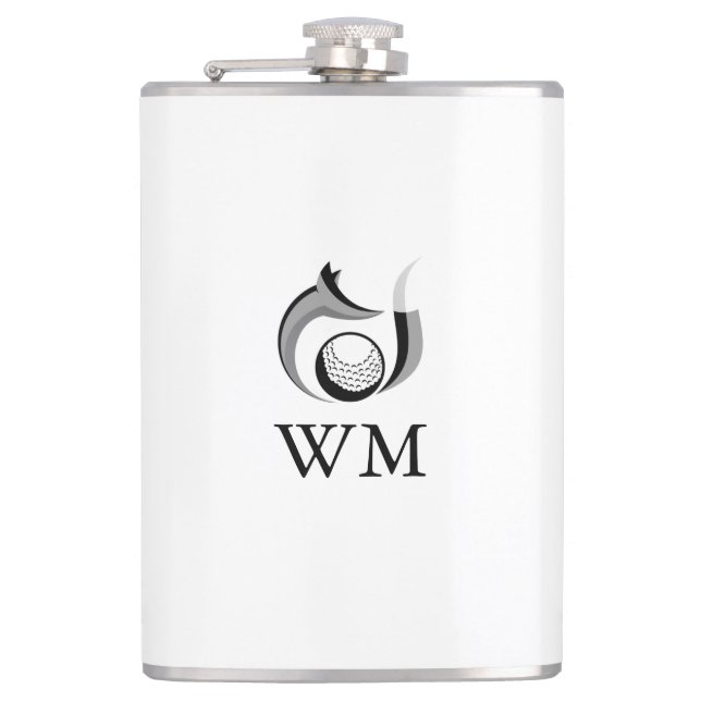 Fuchs Und Golfball Personalisiertes Monogramm Flachmann (Vorderseite)