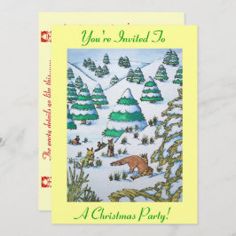 Fuchs und Kaninchen Schneeszene Saison Einladung