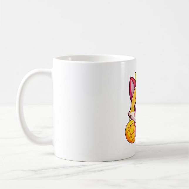 Fuchs und Mango Süße Kunst  Kaffeetasse (Links)