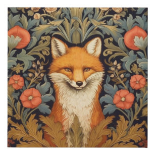 Fuchs und rote Blume im Jugendstil Künstlicher Leinwanddruck