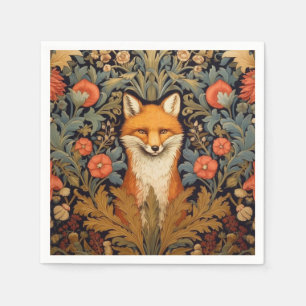 Fuchs und rote Blume im Jugendstil Serviette