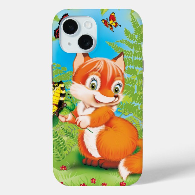 Fuchs und Schmetterling Case-Mate iPhone Hülle (Rückseite)