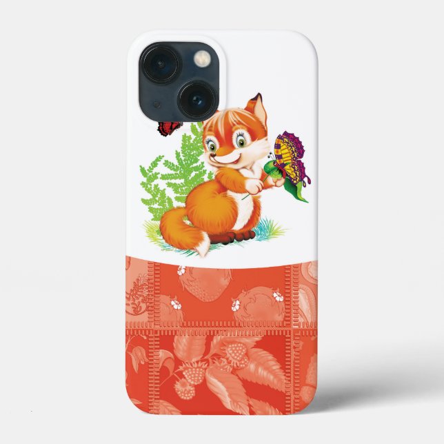 Fuchs und Schmetterling Case-Mate iPhone Hülle (Rückseite)