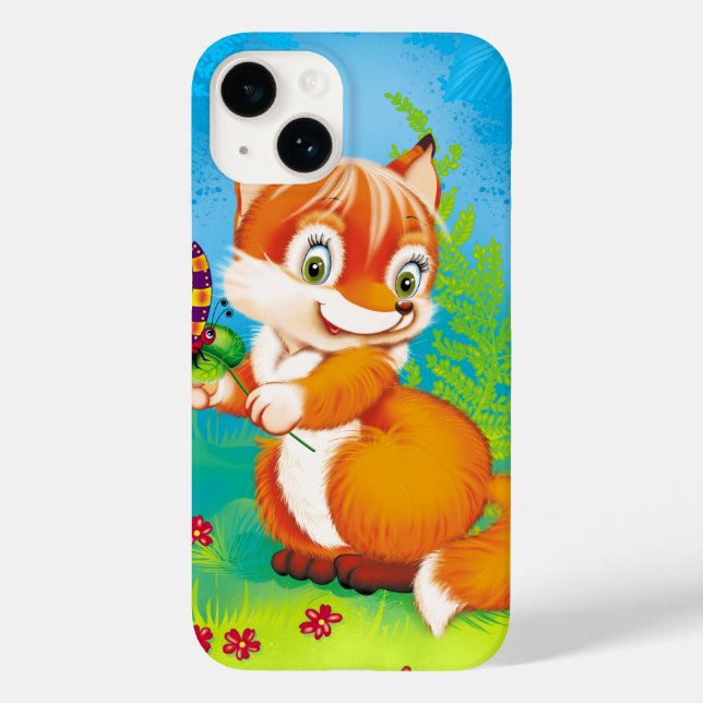 Fuchs und Schmetterling Case-Mate iPhone Hülle (Rückseite)