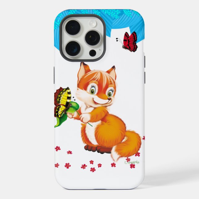 Fuchs und Schmetterling iPhone Hülle (Rückseite)