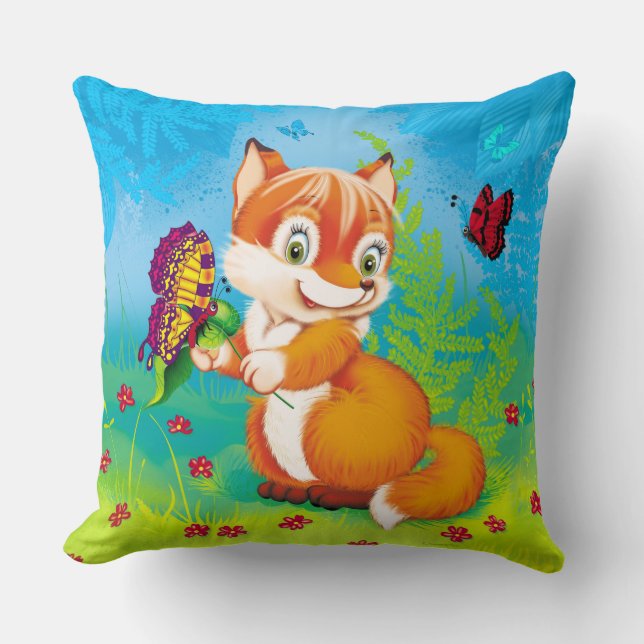 Fuchs und Schmetterling Kissen (Vorderseite)