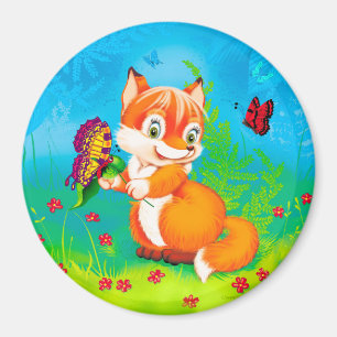 Fuchs und Schmetterling Magnet