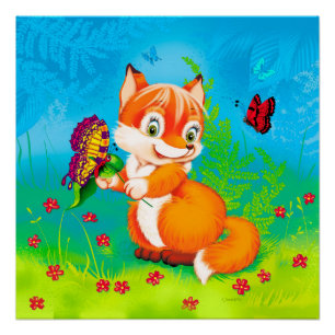Fuchs und Schmetterling Poster