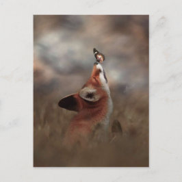 Fuchs und Schmetterling Postkarte