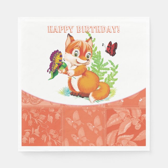 Fuchs und Schmetterling Serviette (Vorderseite)