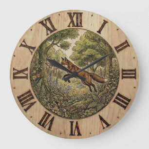 Fuchs und Schmetterling-Wanduhr Große Wanduhr