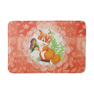 Fuchs- und Schmetterlingsmuster Badematte