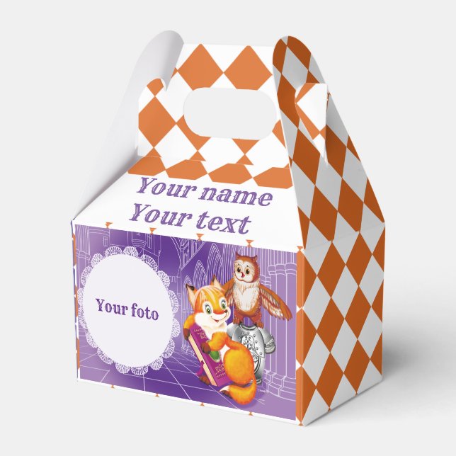Fuchs und Uhviolett Geschenkschachtel (Vorderseite)