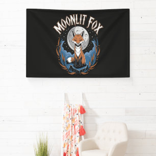 Fuchs unter Mondlicht, himmlische Nacht Banner