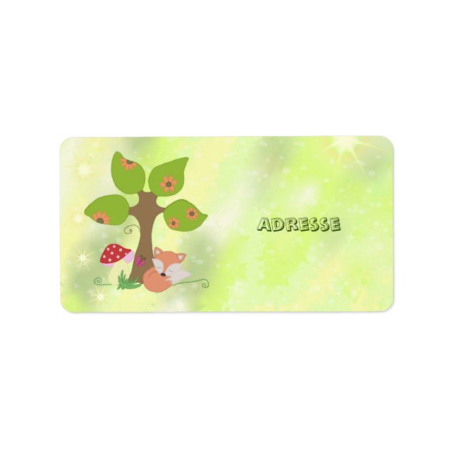 Fuchs unterm Baum Adressaufkleber (Vorne)