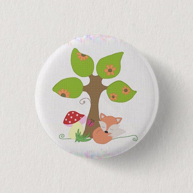 Fuchs unterm Baum Button (Vorderseite)