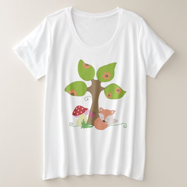 Fuchs unterm Baum Große Größe T-Shirt (Design vorne)