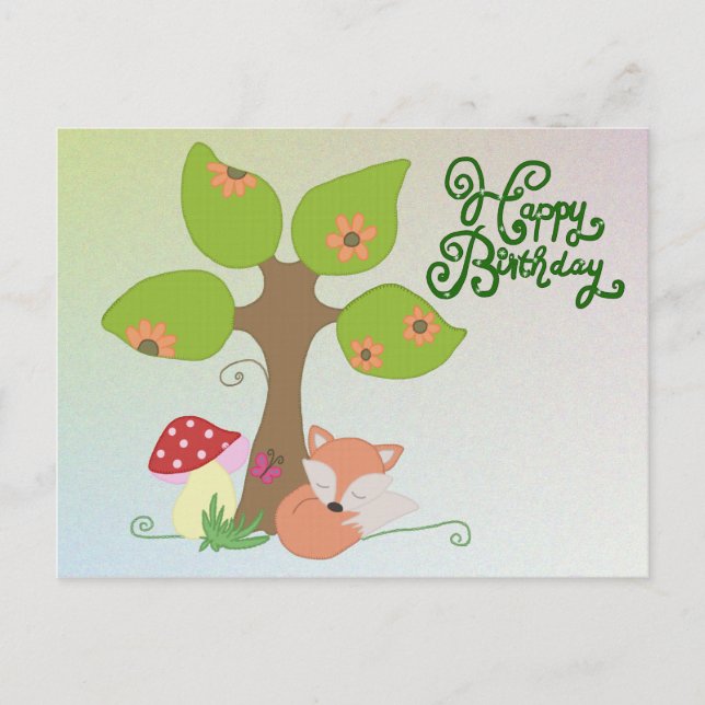 Fuchs unterm Baum Postkarte (Vorderseite)