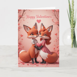 Fuchs Valentine Süßes Waldtier Liebe  Feiertagskarte