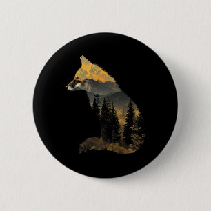 Fuchs Wald Naturliebhaber Berge Wandern Camping B Button