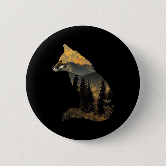 Fuchs Wald Naturliebhaber Berge Wandern Camping B Button (Vorderseite)