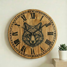 Fuchs Wanduhr - Wildlife Holzstil 