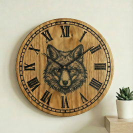 Fuchs Wanduhr - Wildlife Holzstil 