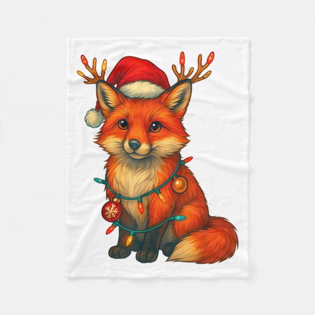 Fuchs Weihnachtsbeleuchtung Weihnachten  Fleecedecke (Vorderseite)