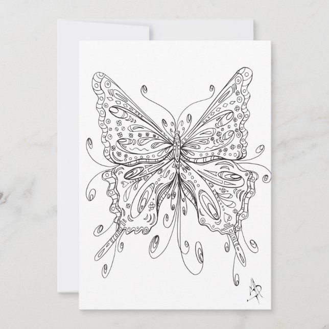 Fuchs Whimsical Ethereal Butterfly Coloring Card (Vorderseite)