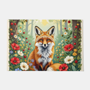Fuchs-Wildblumen-Wald-Illustration Fußmatte