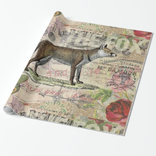 Fuchs-Wildlife-Vintage-Tierillustration Geschenkpapier
