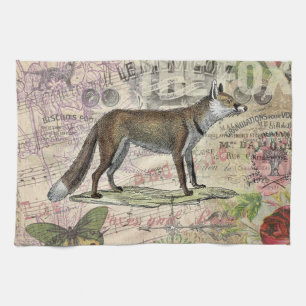 Fuchs-Wildlife-Vintage-Tierillustration  Geschirrtuch